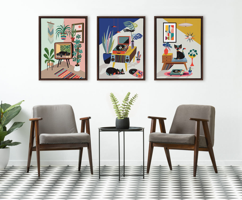 Sylvie Record Player Framed Canvas by Rachel Lee of My Dream Wall