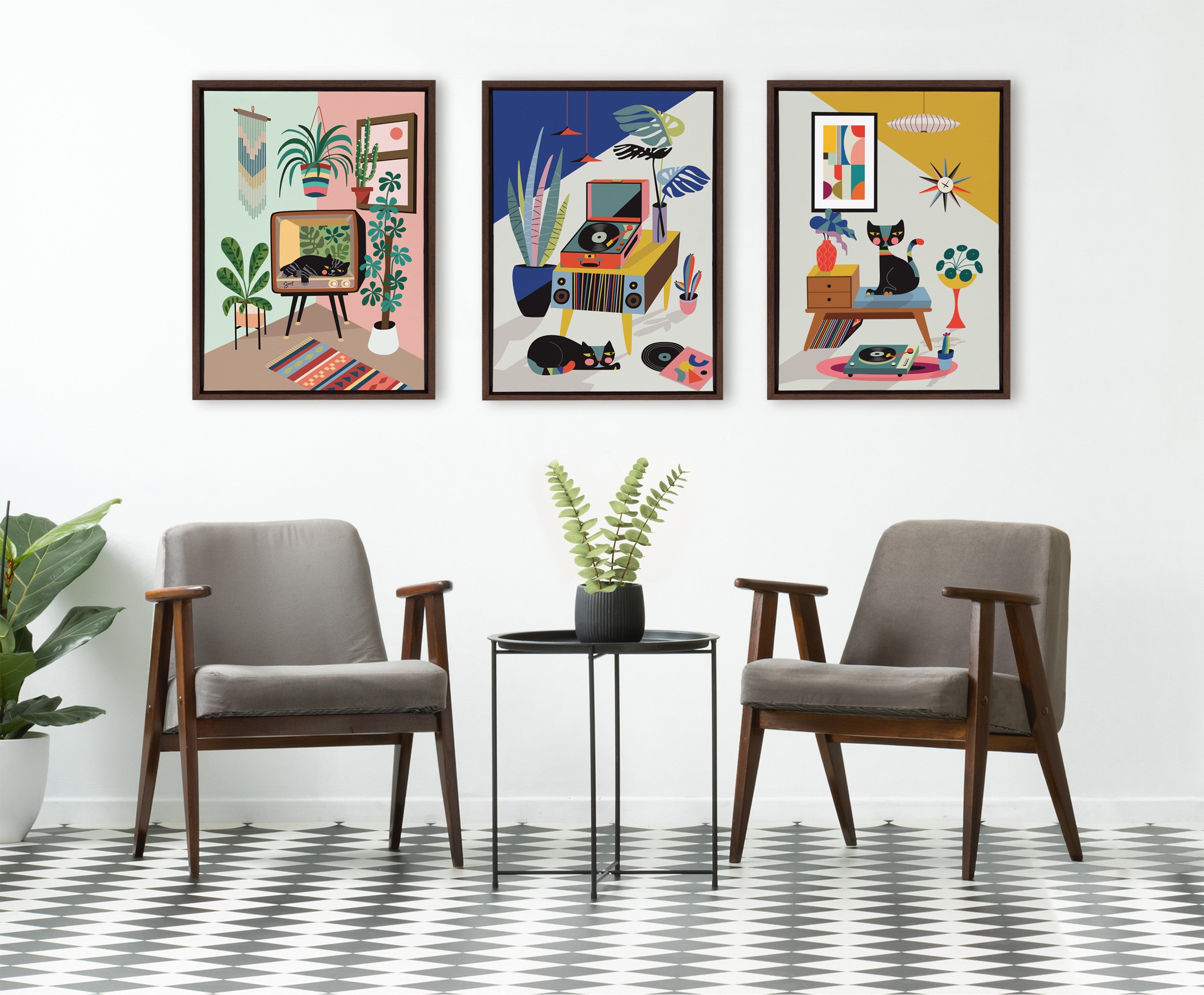 Sylvie Record Player Framed Canvas by Rachel Lee of My Dream Wall