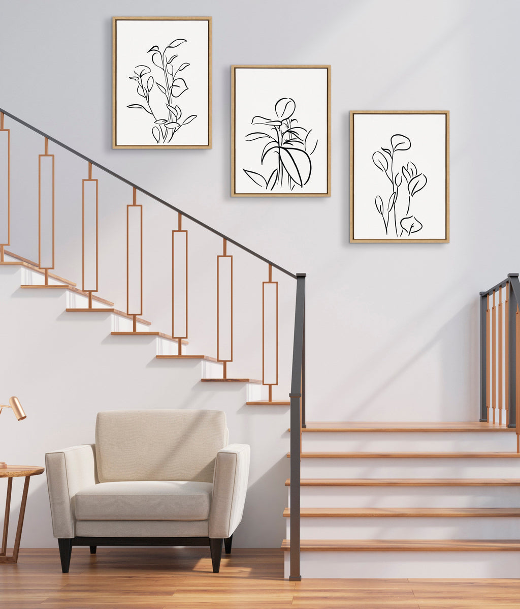 Sylvie Botanical Sketch Print No 2 Framed Canvas by The Creative Bunch Studio