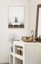 Sylvie Cat in Rustic Bath Framed Canvas by Amy Peterson Art Studio