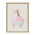Sylvie Giraffe Taking a Bath Framed Canvas by July Art Prints