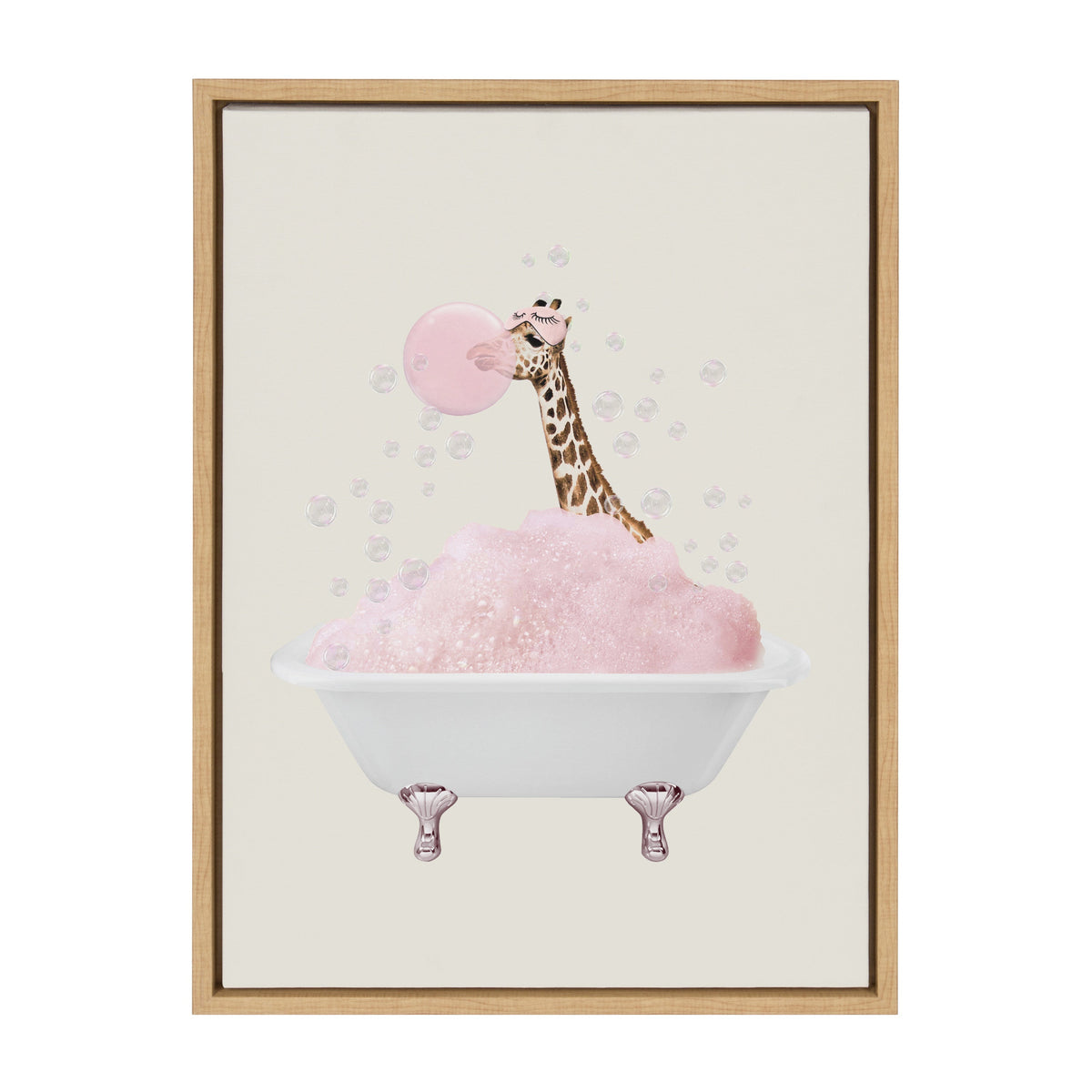 Sylvie Giraffe Taking a Bath Framed Canvas by July Art Prints