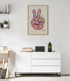 Sylvie Peace Sign Framed Canvas by Arm of Casso