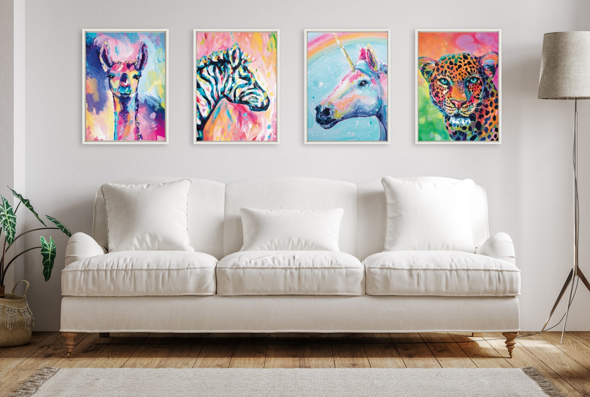 Sylvie Lolly The Llama Framed Canvas by Rachel Christopoulos