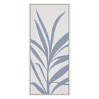Sylvie Mid Century Retro Jungle Botanical Light Blue Framed Canvas by The Creative Bunch Studio