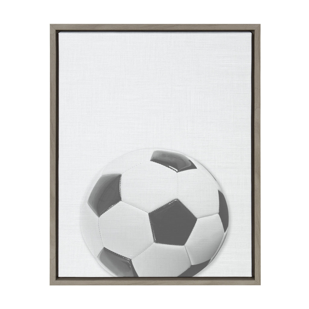 Sylvie Soccer Ball Portrait Framed Canvas, Gray 18x24