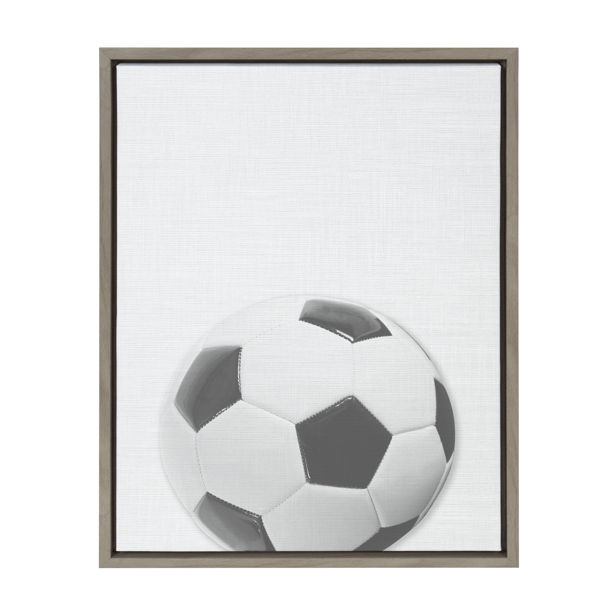 Sylvie Soccer Ball Portrait Framed Canvas, Gray 18x24