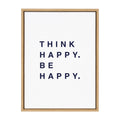 Sylvie Think Happy Be Happy Blue Framed Canvas by Maggie Price