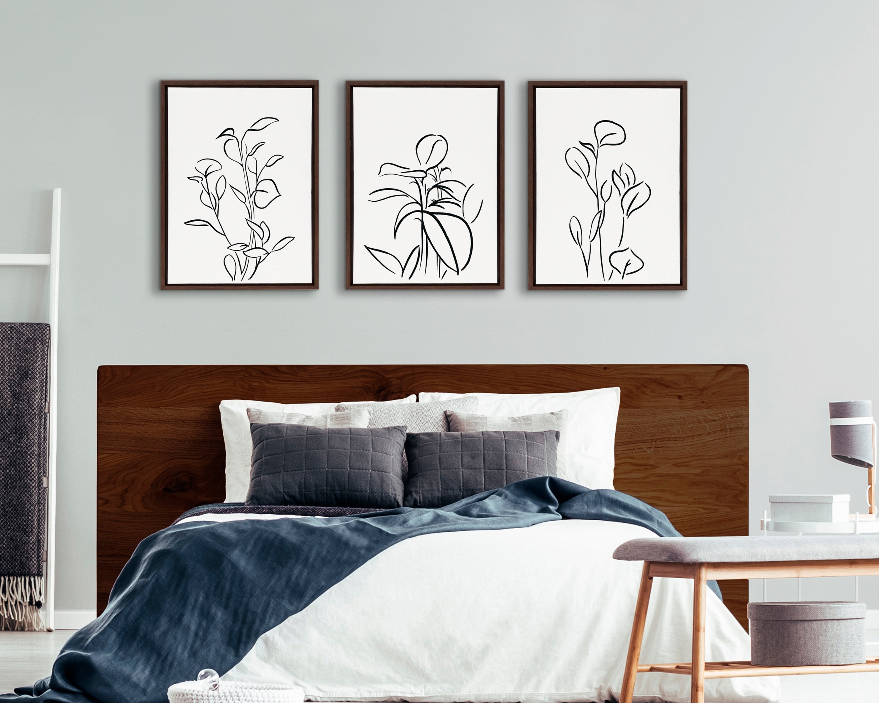 Sylvie Botanical Sketch Print No 3 Framed Canvas by The Creative Bunch Studio