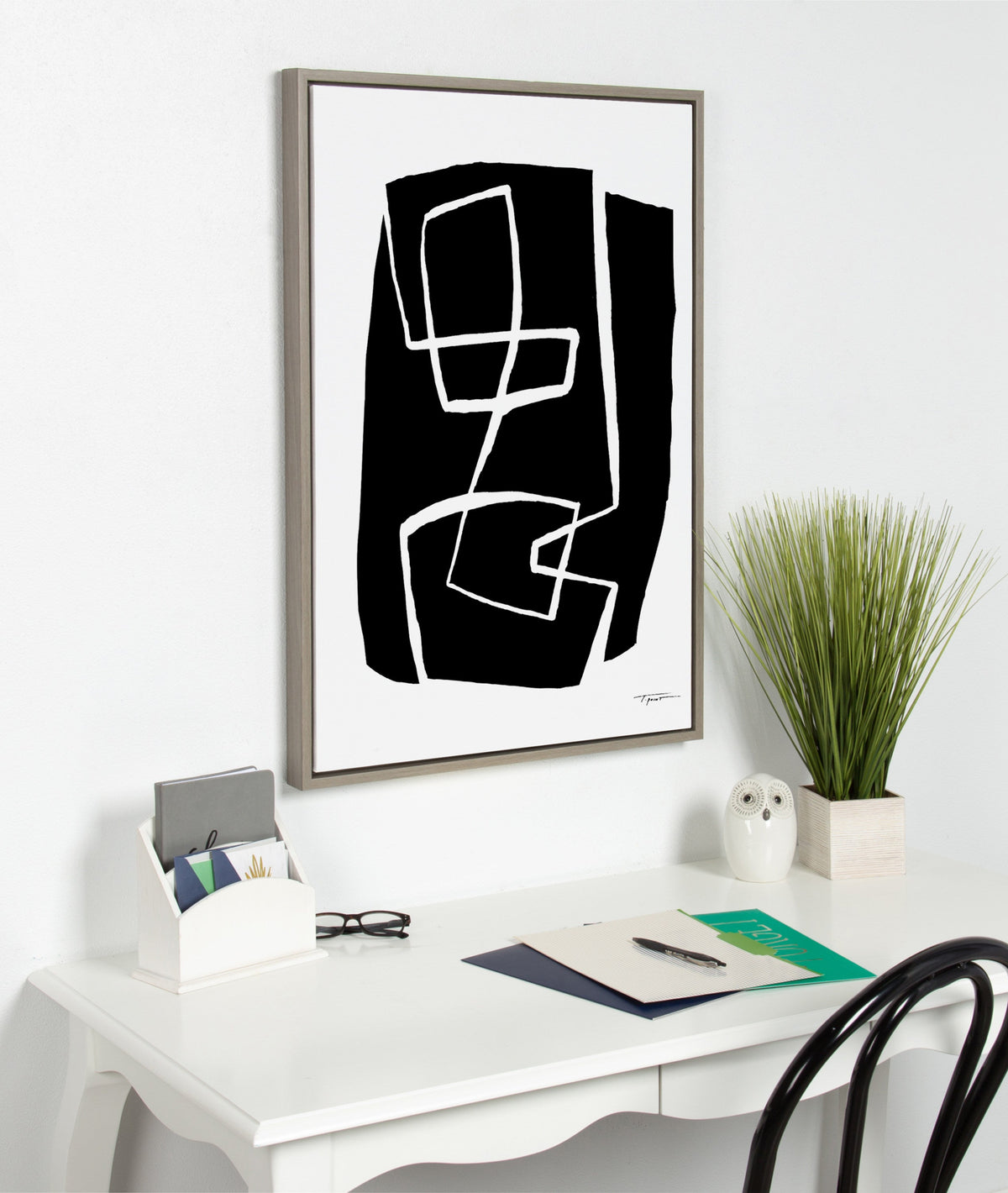 Sylvie Modern Meeting Forms Framed Canvas by Statement Goods