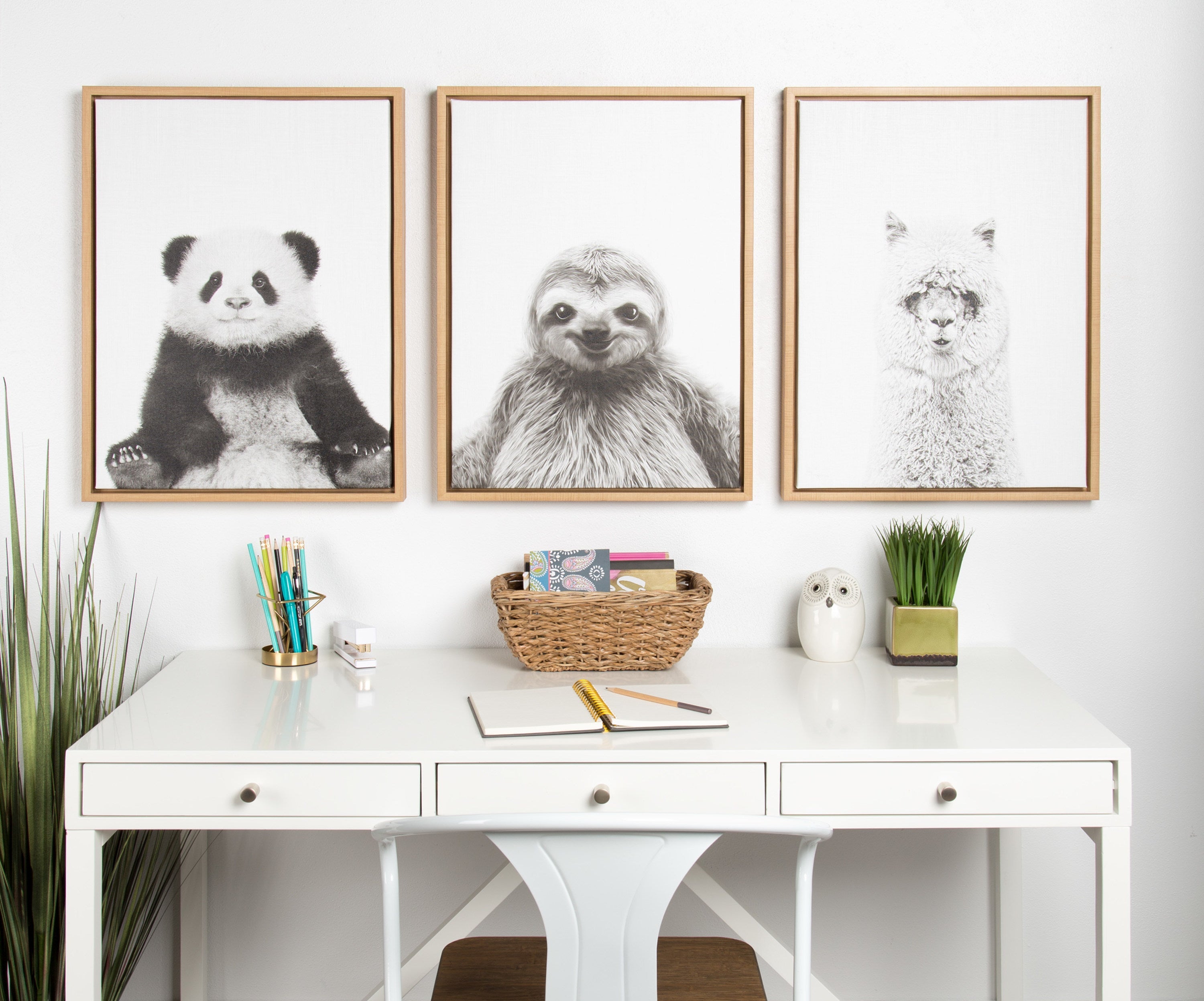 Sylvie Panda Framed Canvas by Simon Te Tai