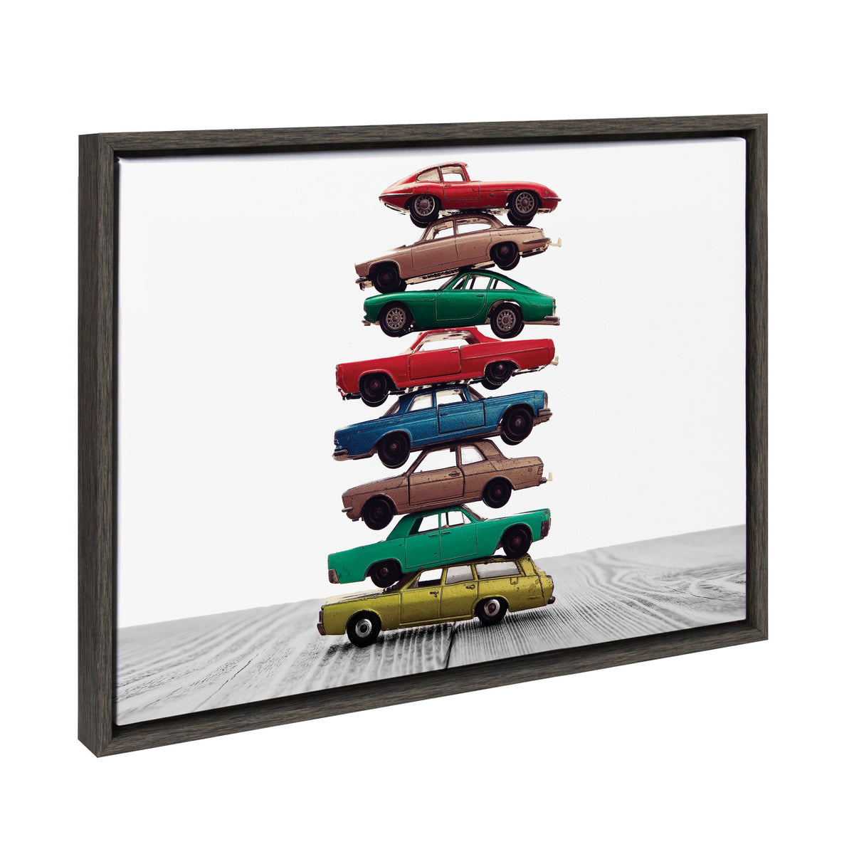 Sylvie Stacked Cars Framed Canvas by Saint and Sailor Studios