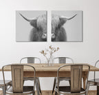 Hey Dude Highland Cow Gray Canvas by The Creative Bunch Studio