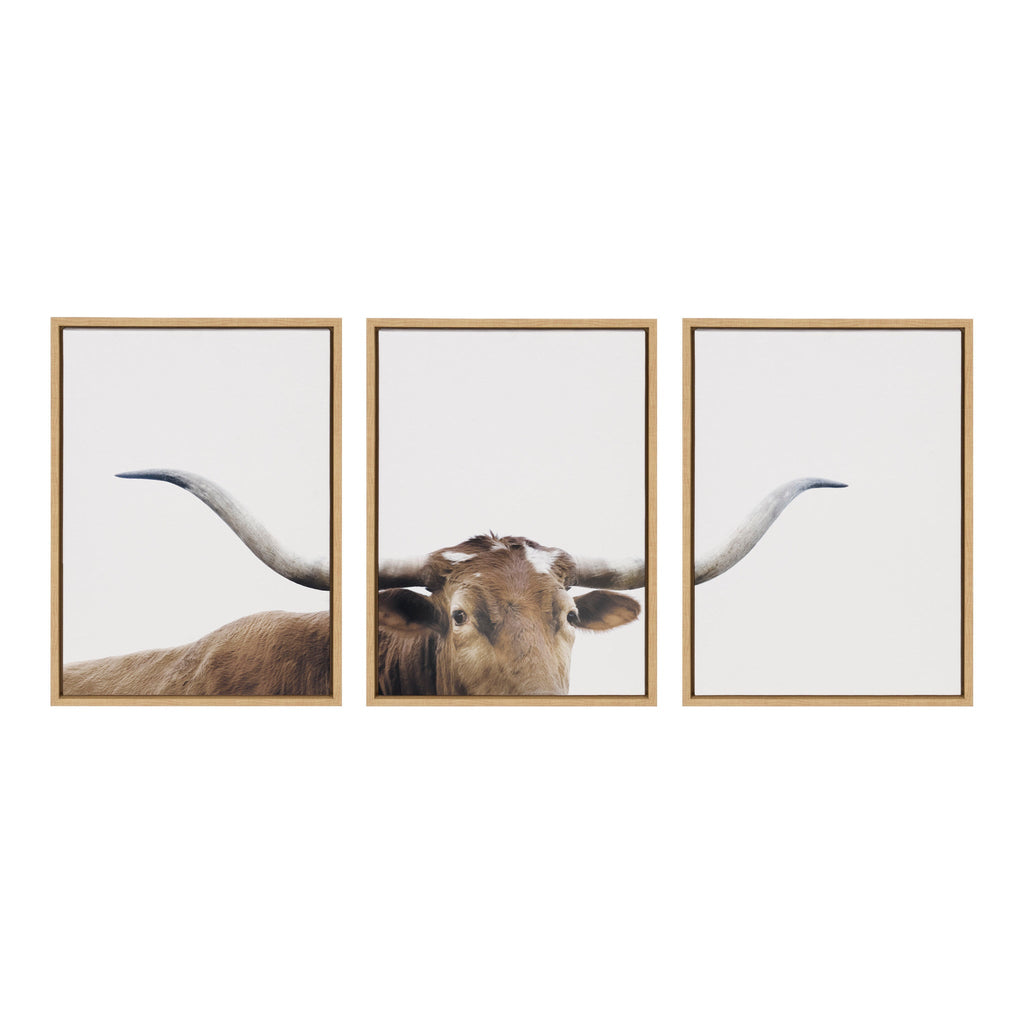 Sylvie Texas Longhorn 1 2 3 Framed Canvas by The Creative Bunch Studio