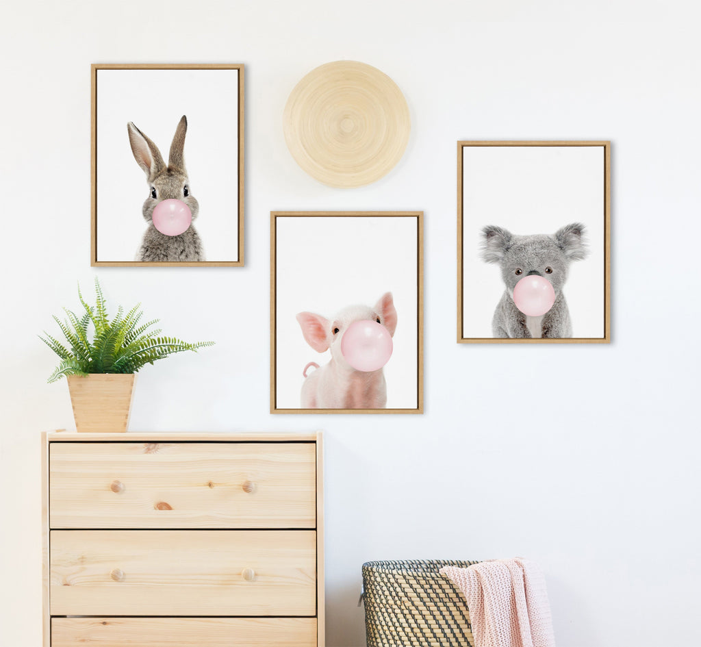 Sylvie Bubble Gum Koala Framed Canvas by Amy Peterson Art Studio