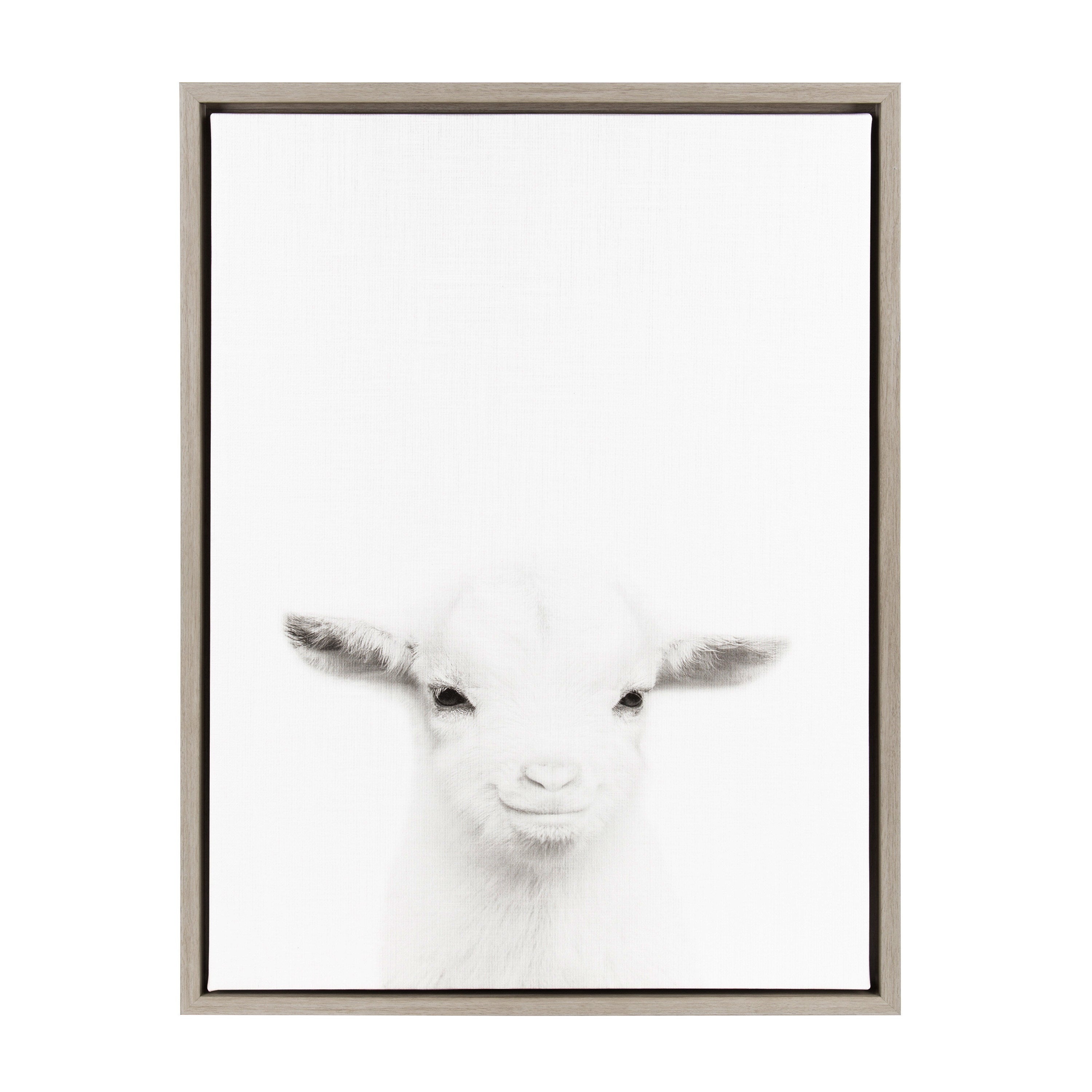 Sylvie Baby Goat Framed Canvas by Simon Te Tai