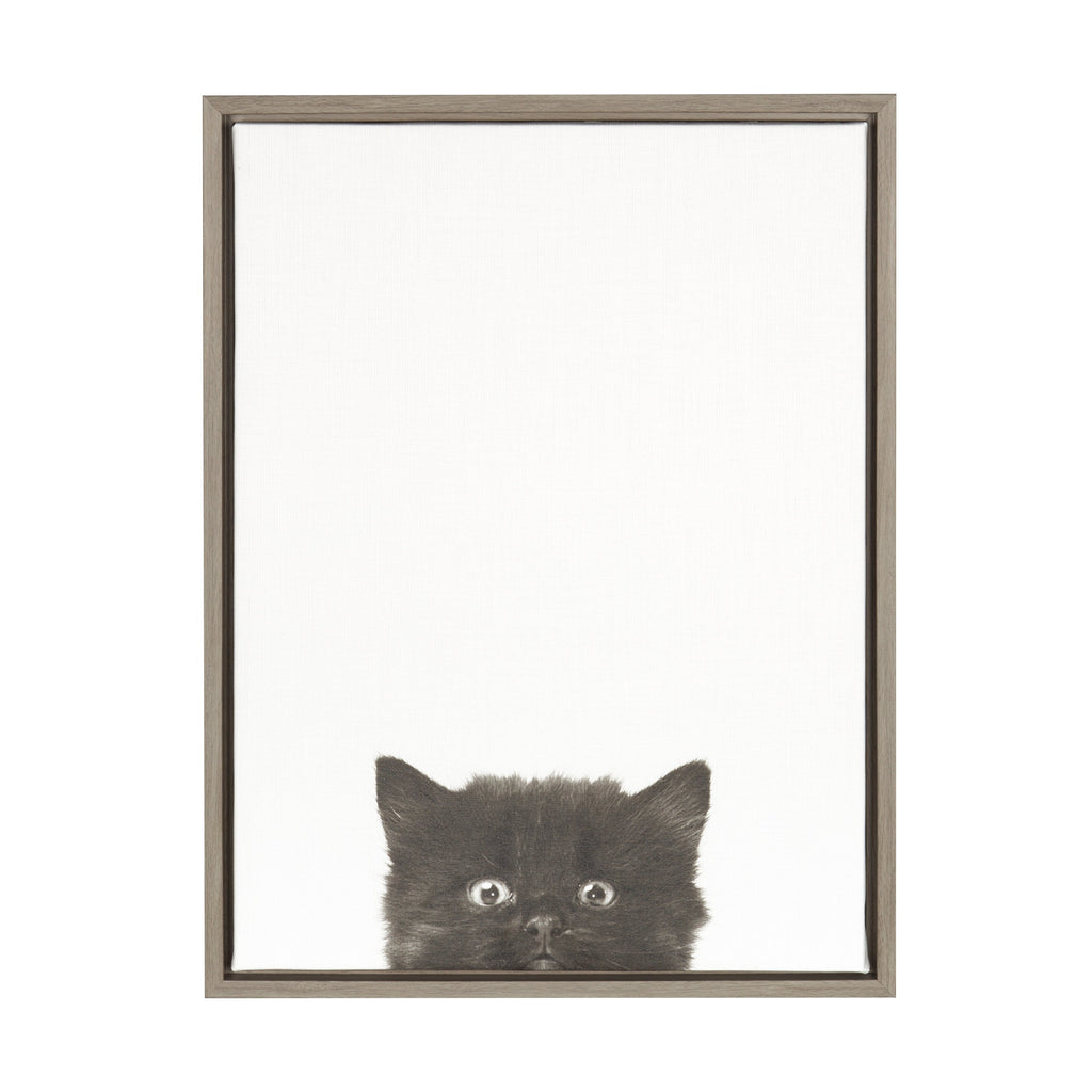 Sylvie Black Kitten Framed Canvas by Simon Te of Tai Prints