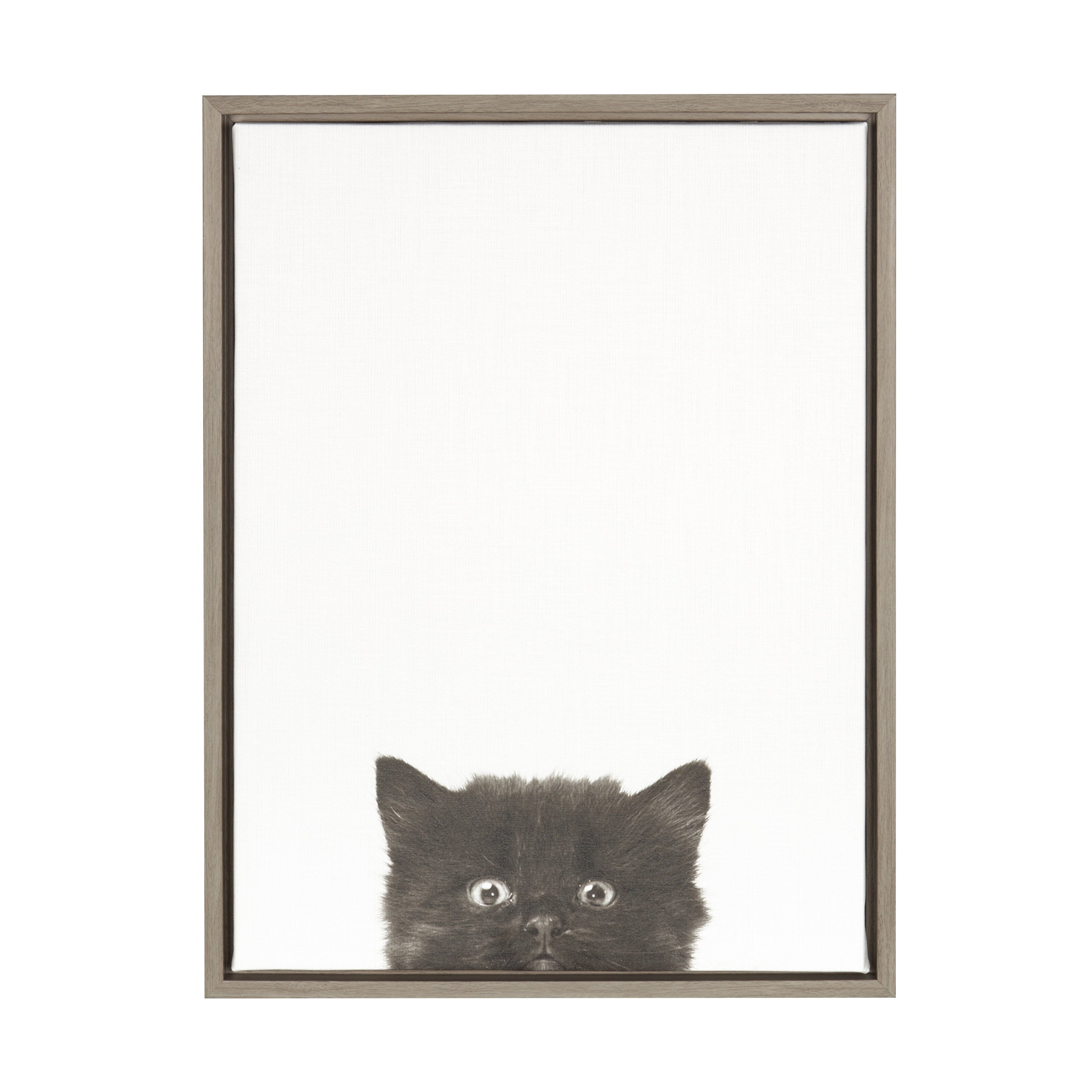 Sylvie Black Kitten Framed Canvas by Simon Te of Tai Prints