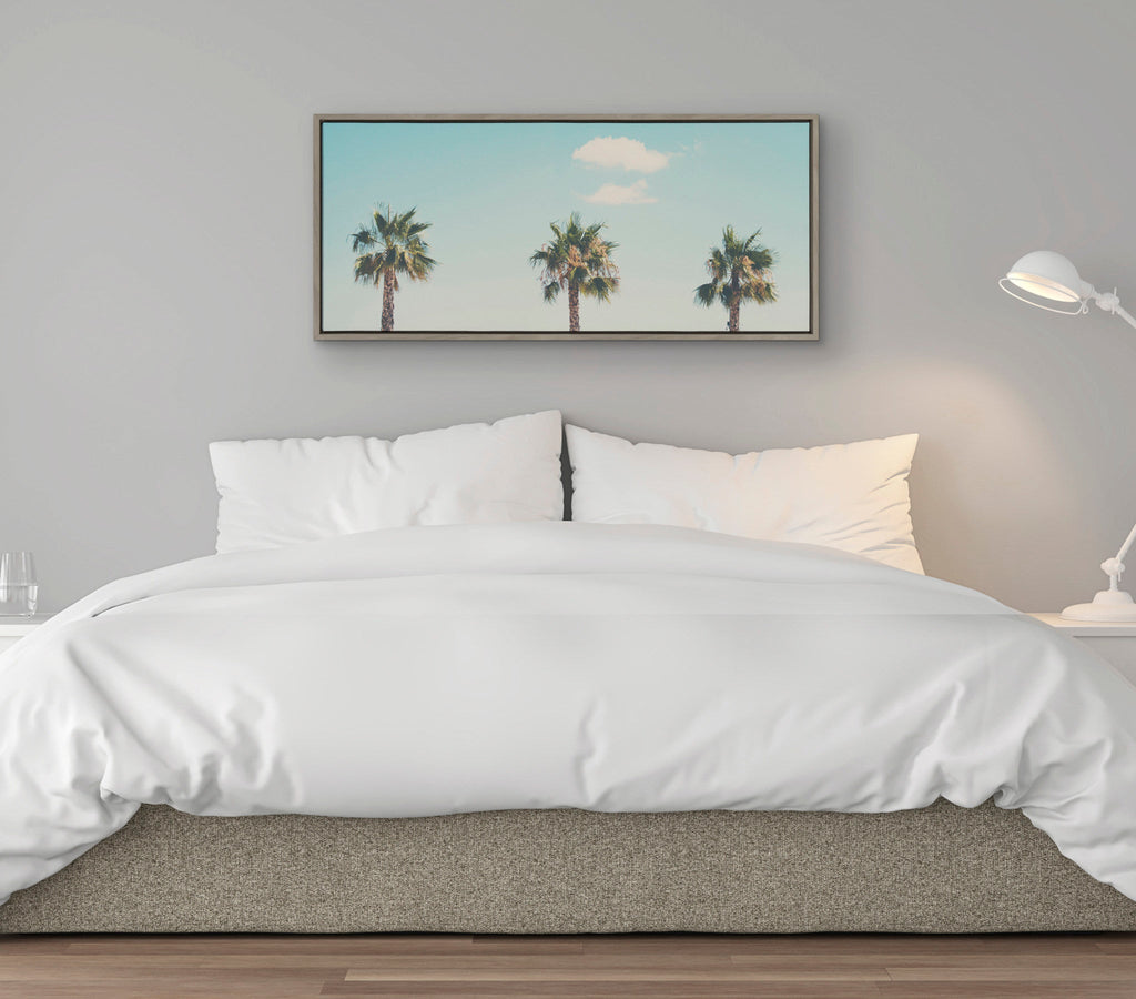 Sylvie A Trio of Palm Trees Framed Canvas by Laura Evans