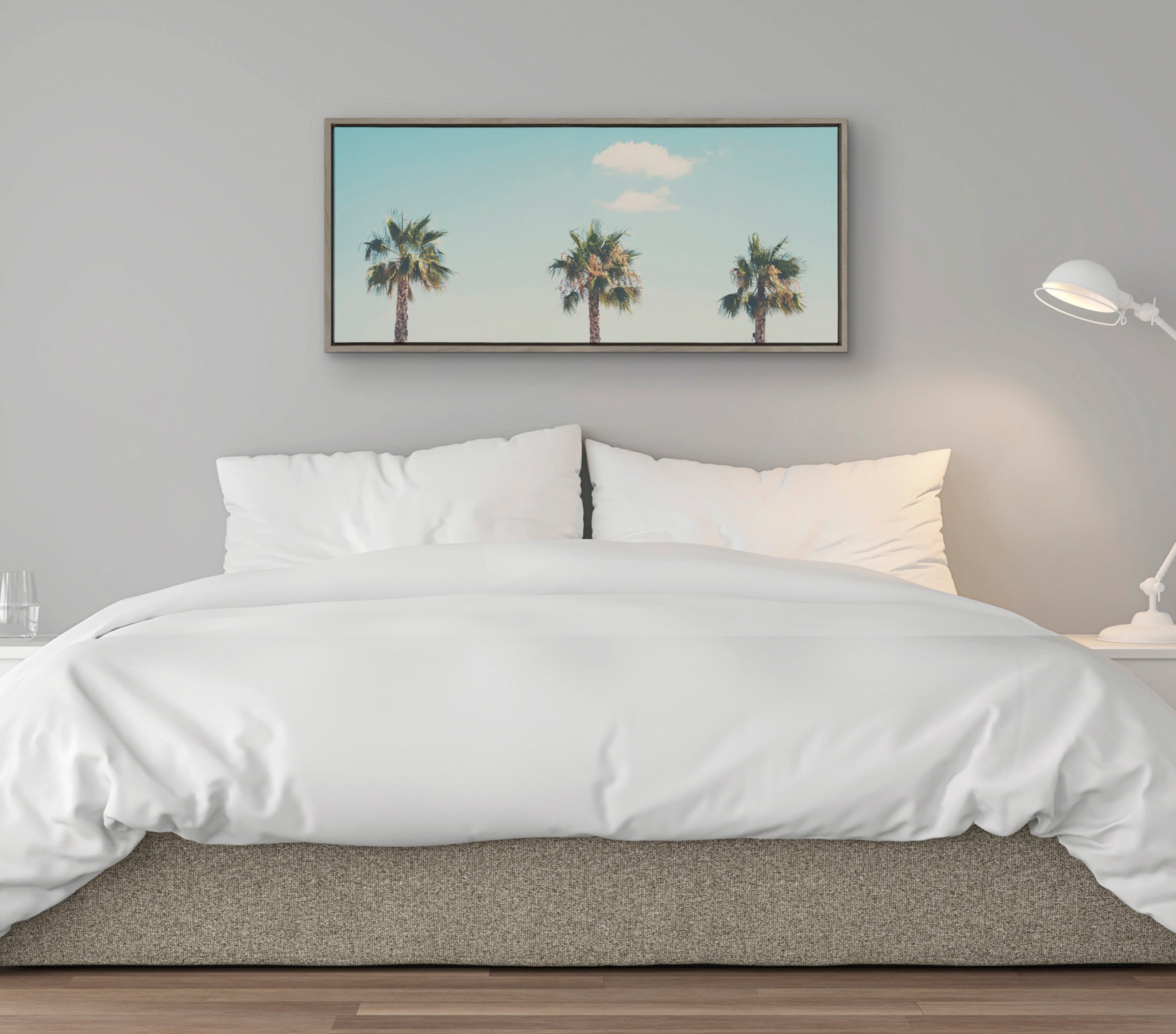 Sylvie A Trio of Palm Trees Framed Canvas by Laura Evans