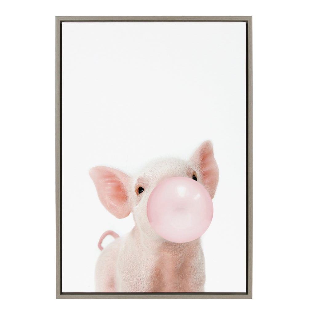 Sylvie Bubble Gum Piglet Framed Canvas by Amy Peterson Art Studio