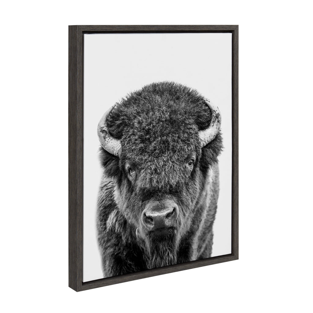 Sylvie Bison Portrait Black and White Framed Canvas by Amy Peterson Art Studio