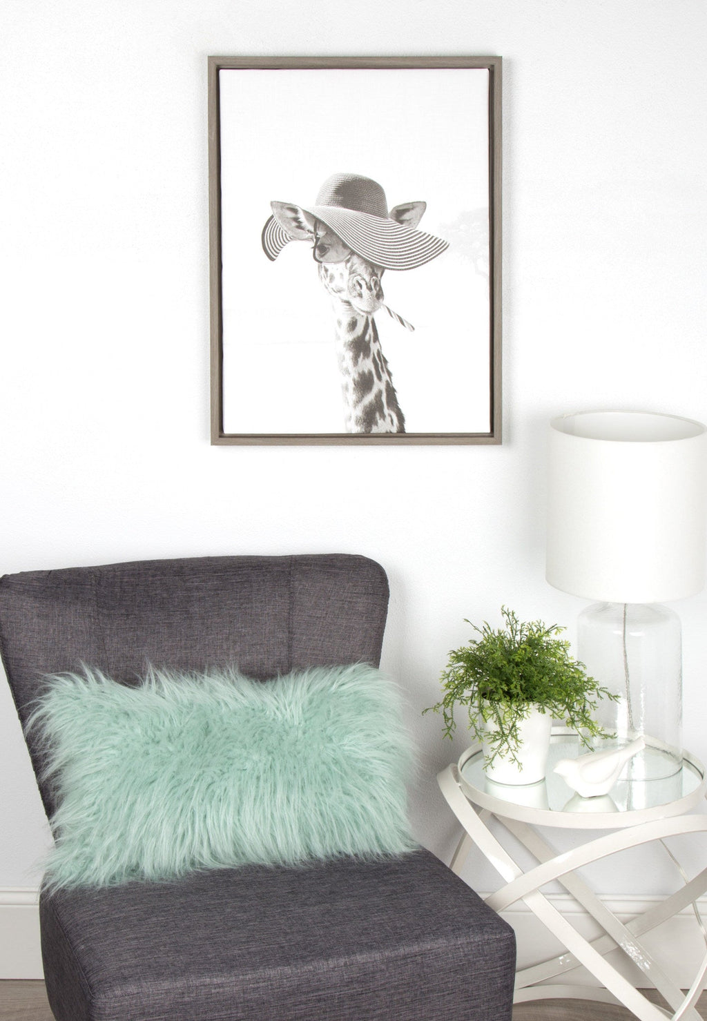 Sylvie Sarifa Giraffe Framed Canvas by Simon Te of Tai Prints