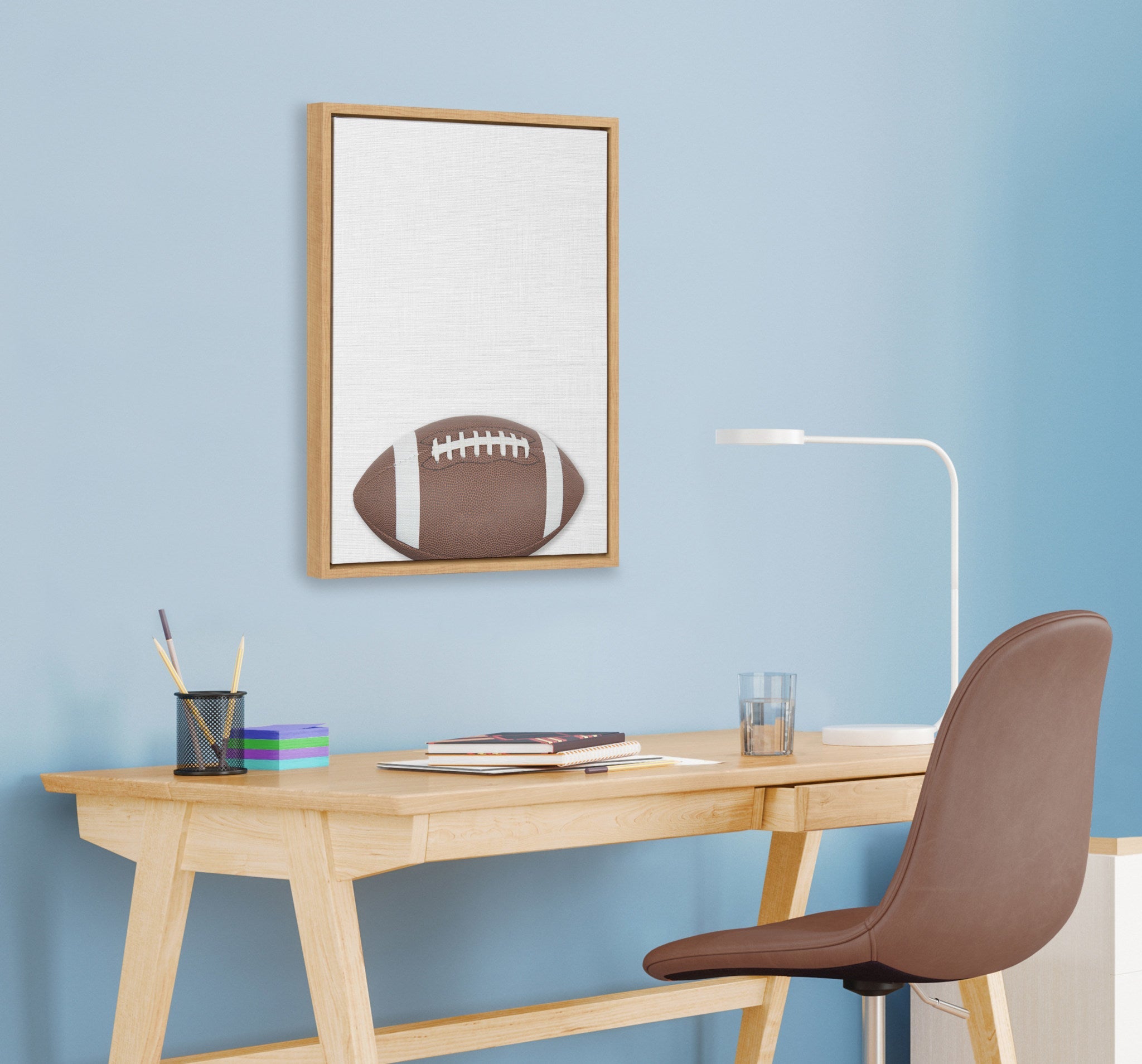 Sylvie Color Football Portrait Framed Canvas, Natural 18x24