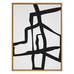 Sylvie Bold Sophisticated Abstract Black Stroke Framed Canvas by The Creative Bunch Studio