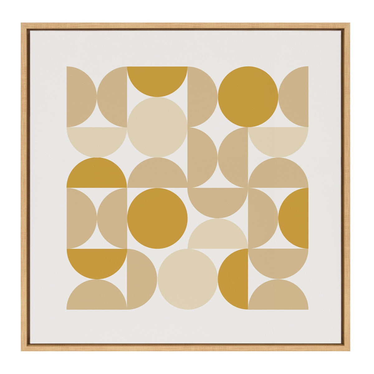 Sylvie Circles and Curves Earthy Neutral Framed Canvas by The Creative Bunch Studio