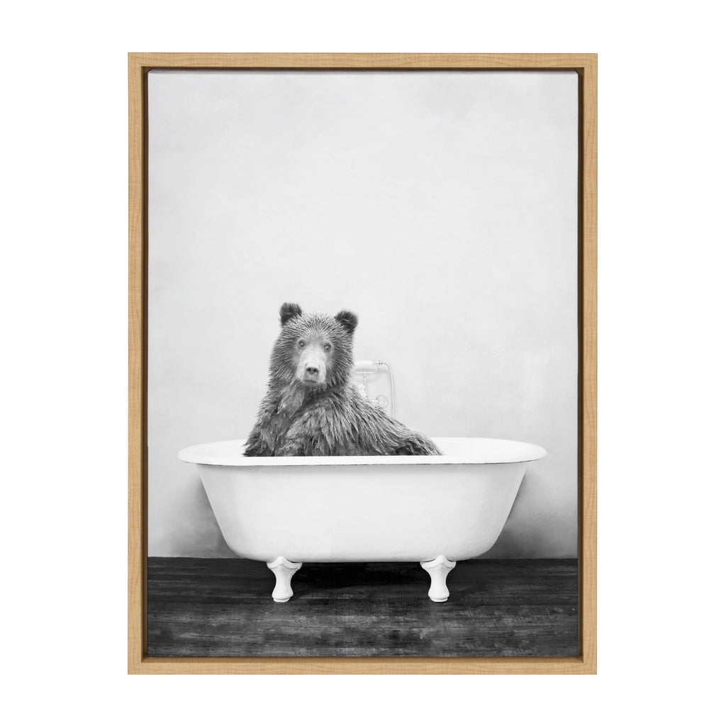 Sylvie Bear in the Tub Framed Canvas by Amy Peterson Art Studio