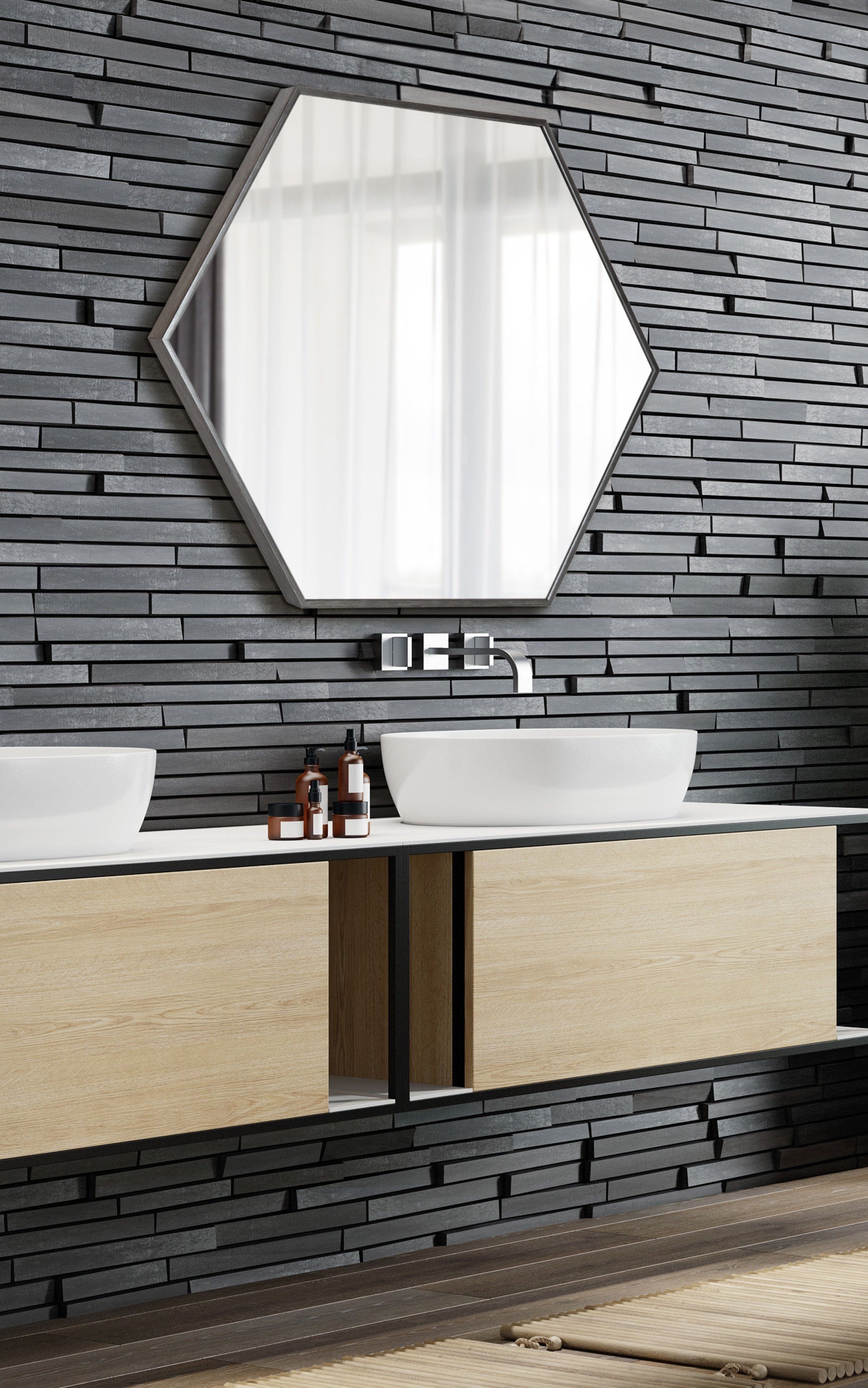 Rhodes Framed Hexagon Wall Mirror