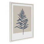 Sylvie Muted Tan and Blue Colorblock Botanical Fern Framed Canvas by The Creative Bunch Studio
