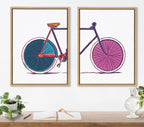 Sylvie Colorful Bike Left and Right Framed Canvas Set by Apricot and Birch