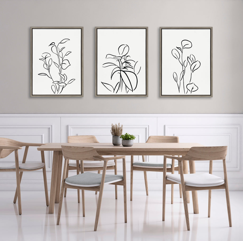 Sylvie Botanical Sketch Print No 1 Framed Canvas by The Creative Bunch Studio