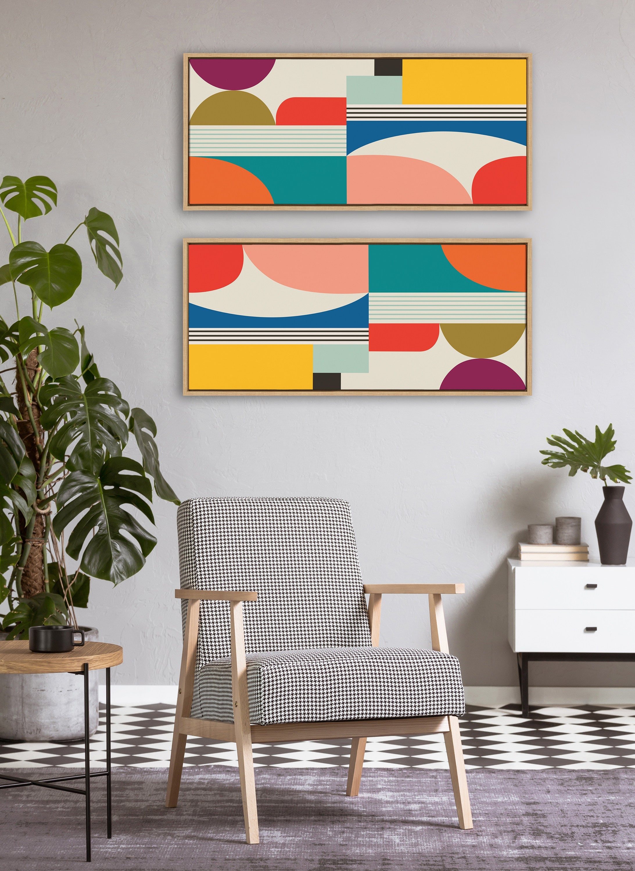 Sylvie Mid Century Modern Pattern Framed Canvas by Rachel Lee of My Dream Wall