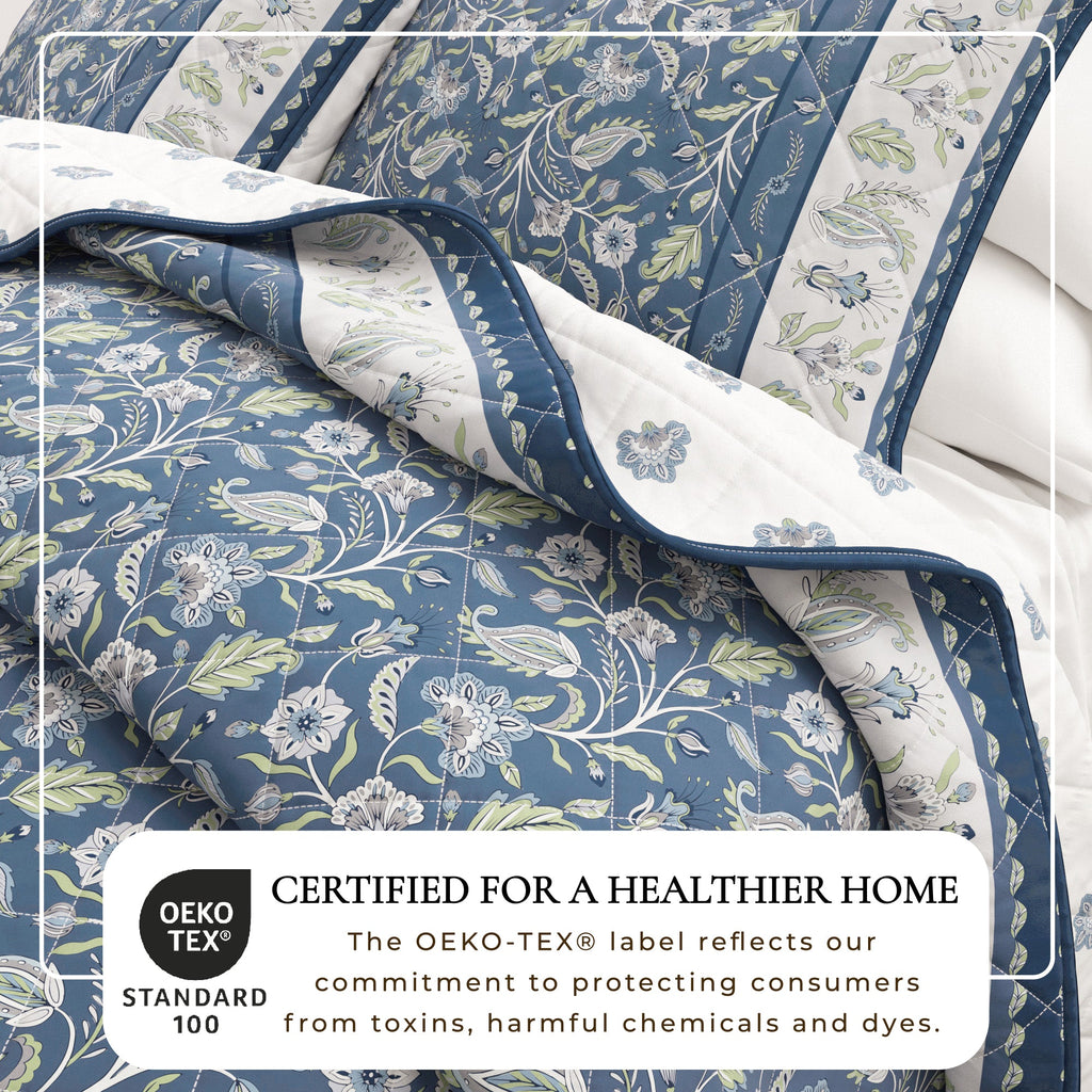 Floral Boho Printed Cotton Quilt Set - Indira Collection