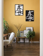 Sylvie Bold Sophisticated Abstract Black and White Stroke Framed Canvas Art Set by The Creative Bunch Studio