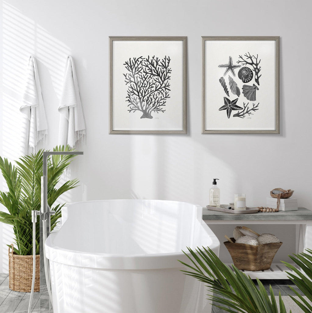 Blake Seashells Black Framed Printed Glass by Cat Coquillette