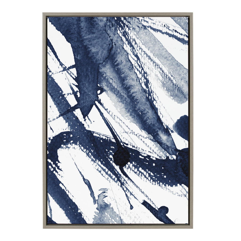 Sylvie Indigo Watercolor Framed Canvas by Amy Peterson Art Studio