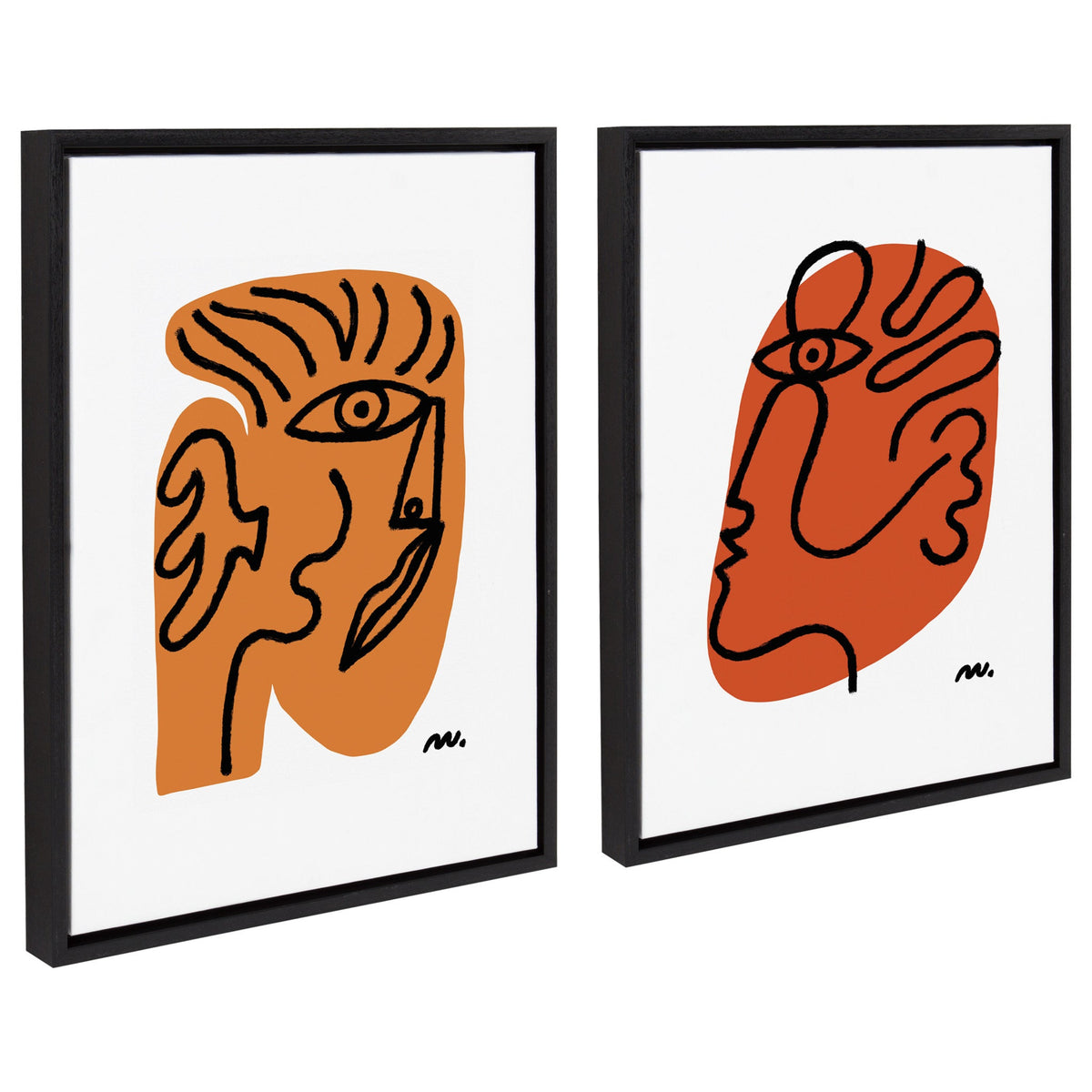 Sylvie Abstract Face Framed Canvas Set by Marcello Velho