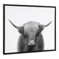 Sylvie Hey Dude Highland Cow BW Framed Canvas by The Creative Bunch Studio