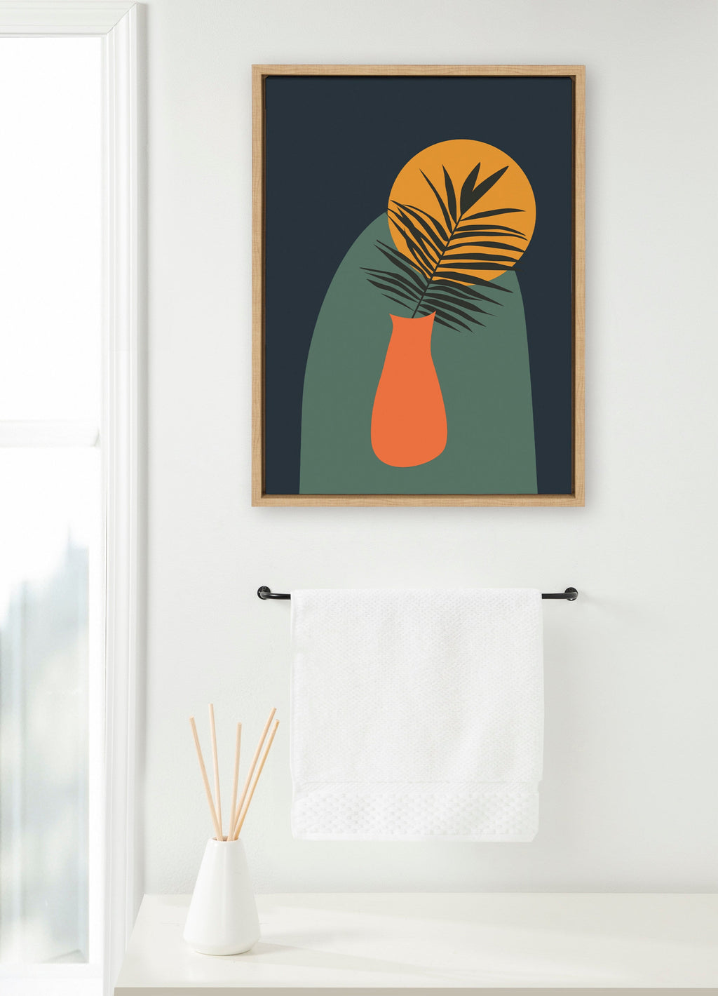 Sylvie Tropical Vase Framed Canvas by Oris Eddu