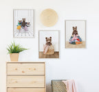 Sylvie Beaded Three Bears In Laundry Basket Classic White Style Framed Canvas by Amy Peterson