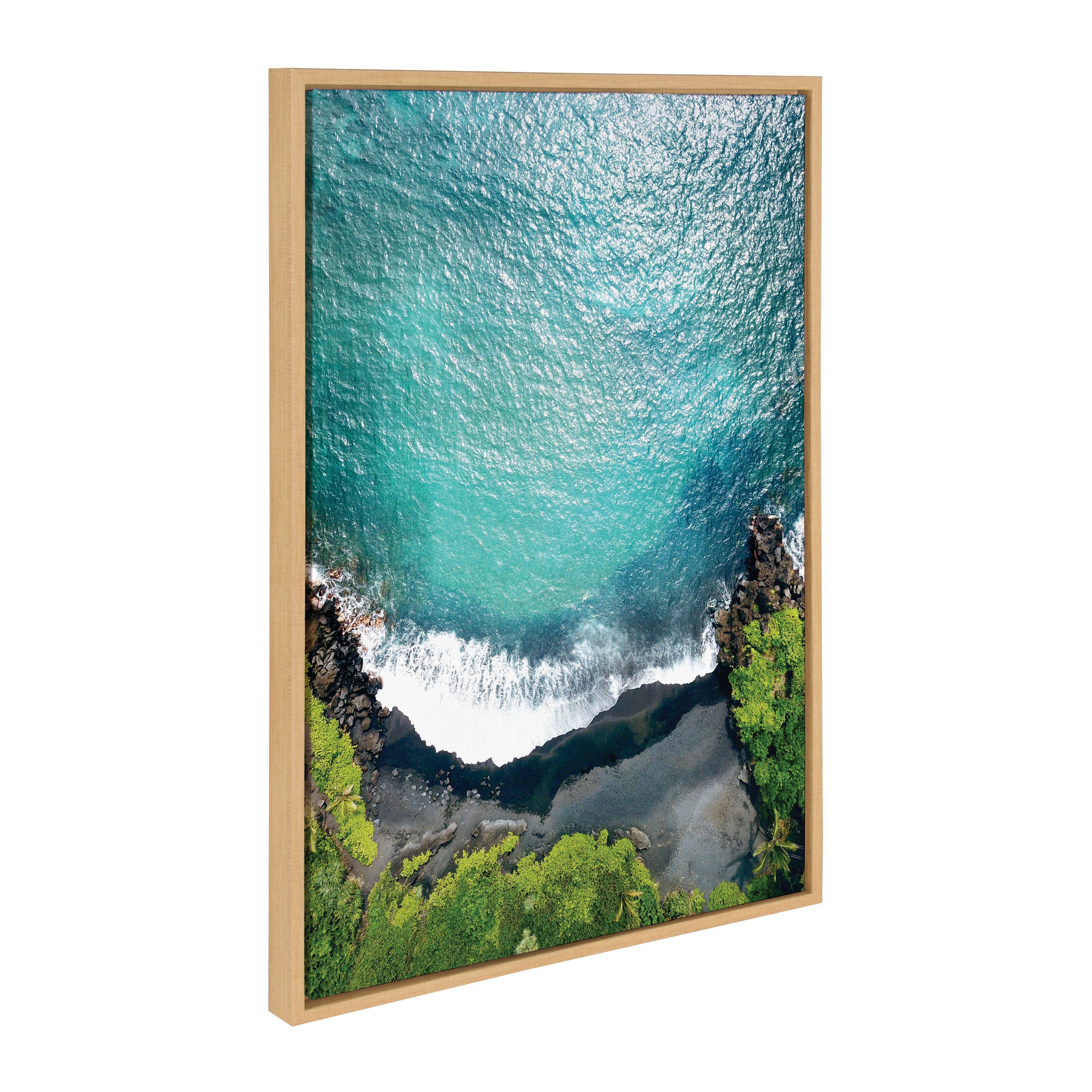 Sylvie Maui Black Sand Beach 1 Framed Canvas by Rachel Bolgov