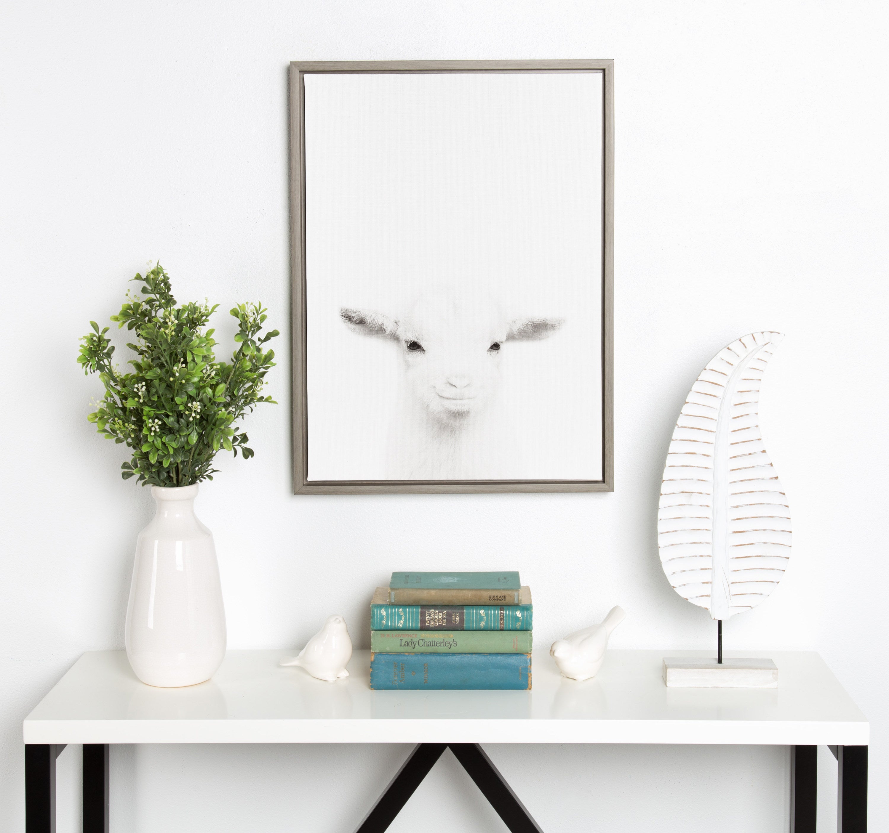 Sylvie Baby Goat Framed Canvas by Simon Te Tai