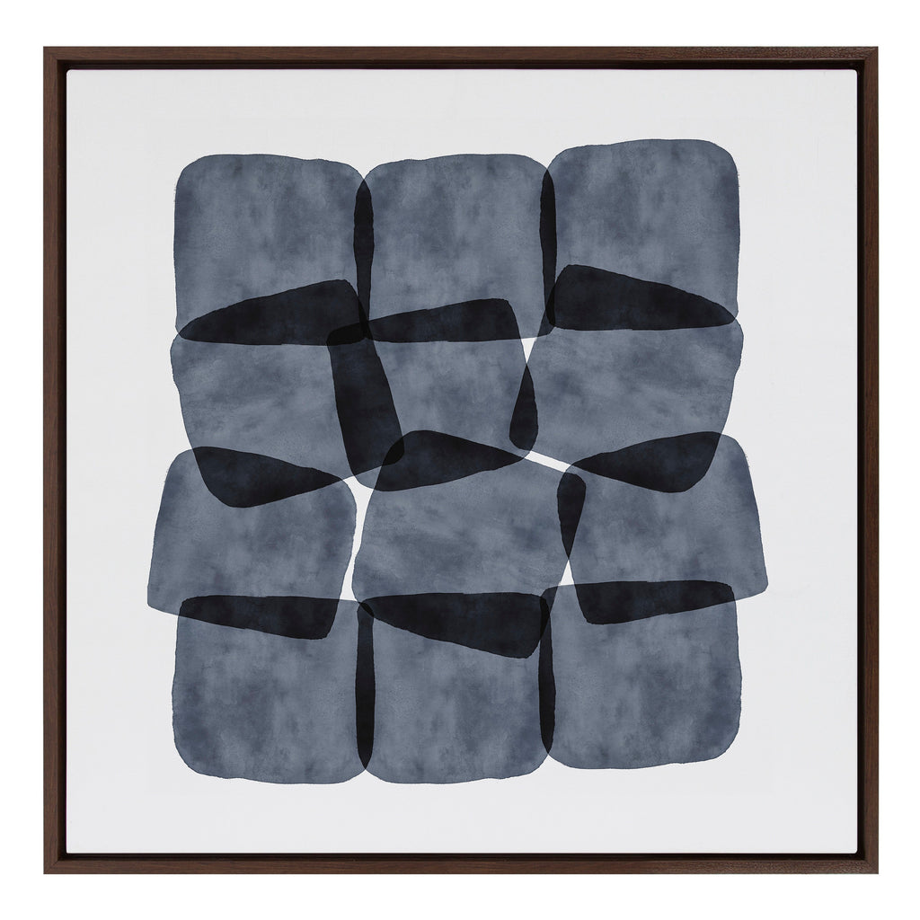Sylvie Navy Block Abstract Framed Canvas by Amy Lighthall