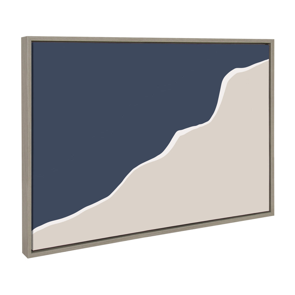 Sylvie Ocean and Beach Abstract Landscape Framed Canvas by The Creative Bunch Studio