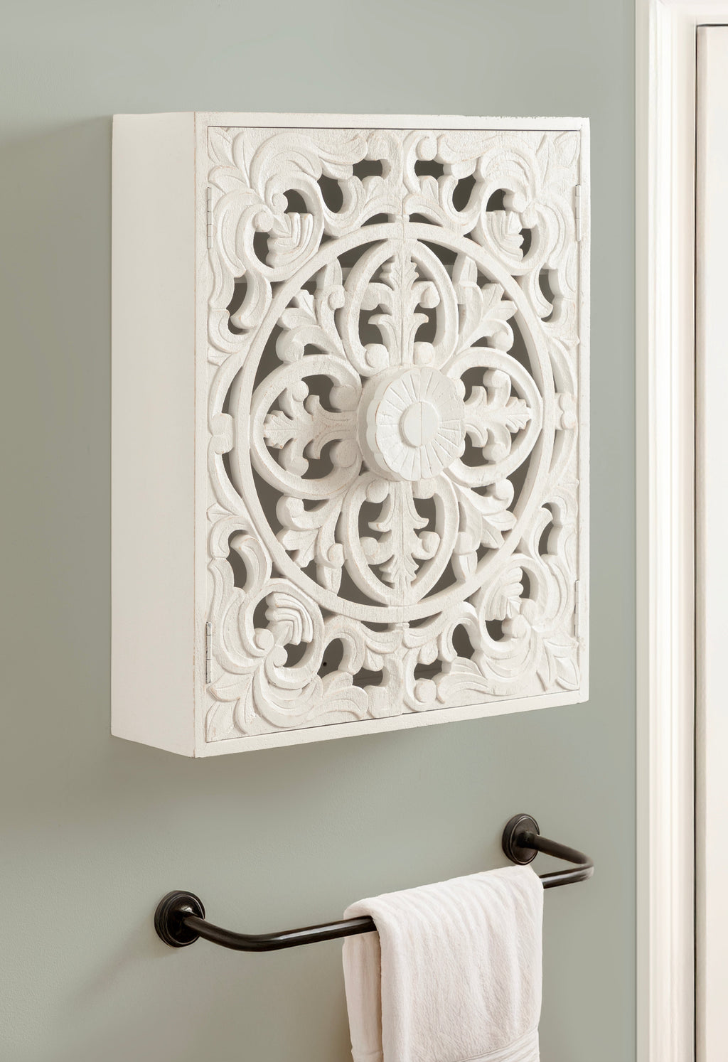 Saanvi Carved Wood Wall Cabinet