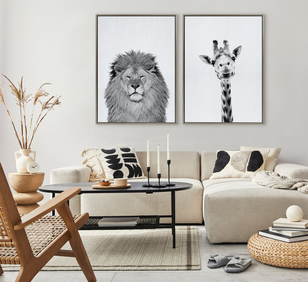 Sylvie Lion Framed Canvas by Simon Te Tai